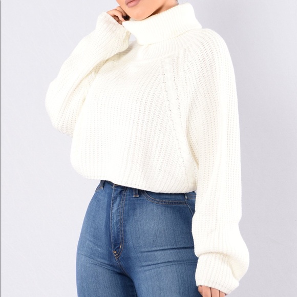 Loose Cropped Fit Cowl Neck Sweater - Picture 2 of 6